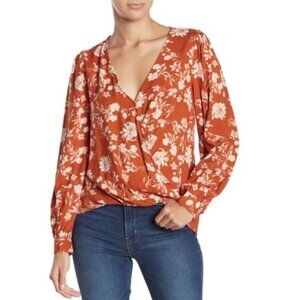 Lush Surplice Printed Blouse